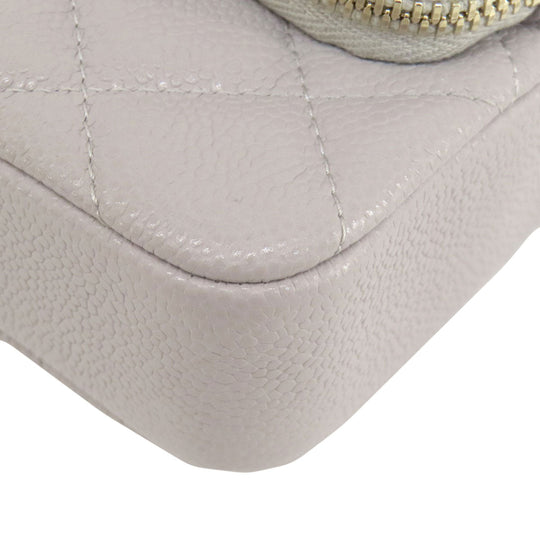 CHANEL Shoulder Bag Grained Calfskin Skin gray Matelasse Gold Metal