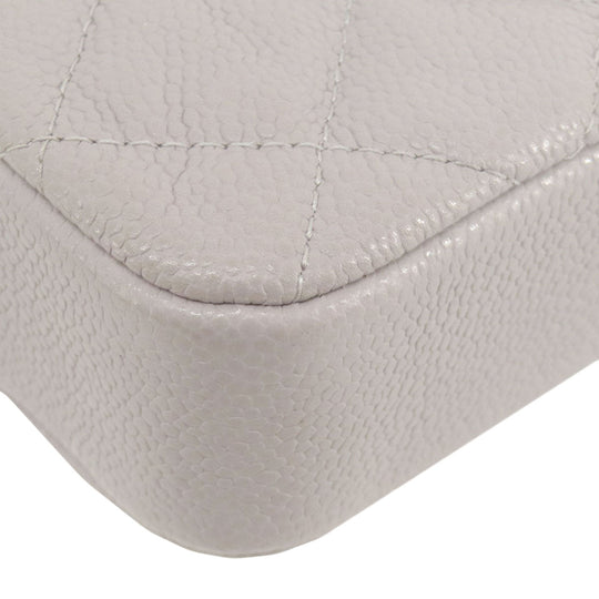 CHANEL Shoulder Bag Grained Calfskin Skin gray Matelasse Gold Metal