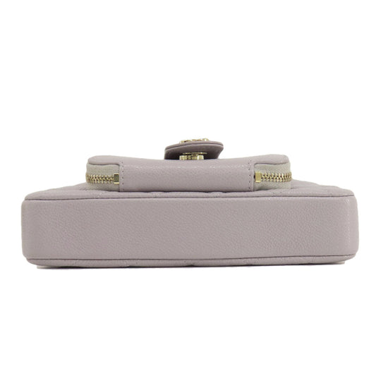 CHANEL Shoulder Bag Grained Calfskin Skin gray Matelasse Gold Metal