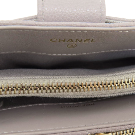 CHANEL Shoulder Bag Grained Calfskin Skin gray Matelasse Gold Metal