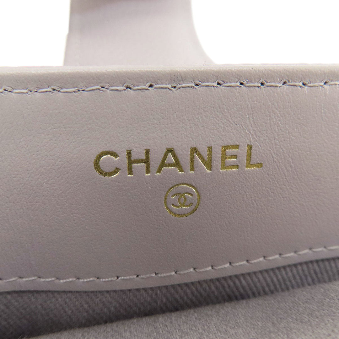 CHANEL Shoulder Bag Grained Calfskin Skin gray Matelasse Gold Metal