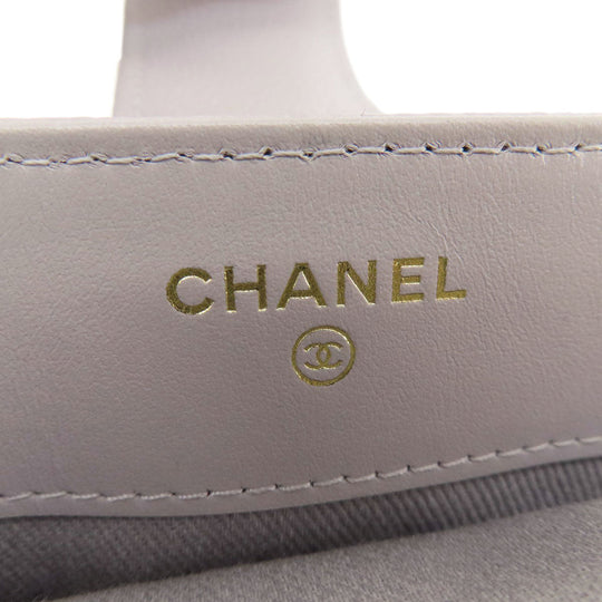 CHANEL Shoulder Bag Grained Calfskin Skin gray Matelasse Gold Metal