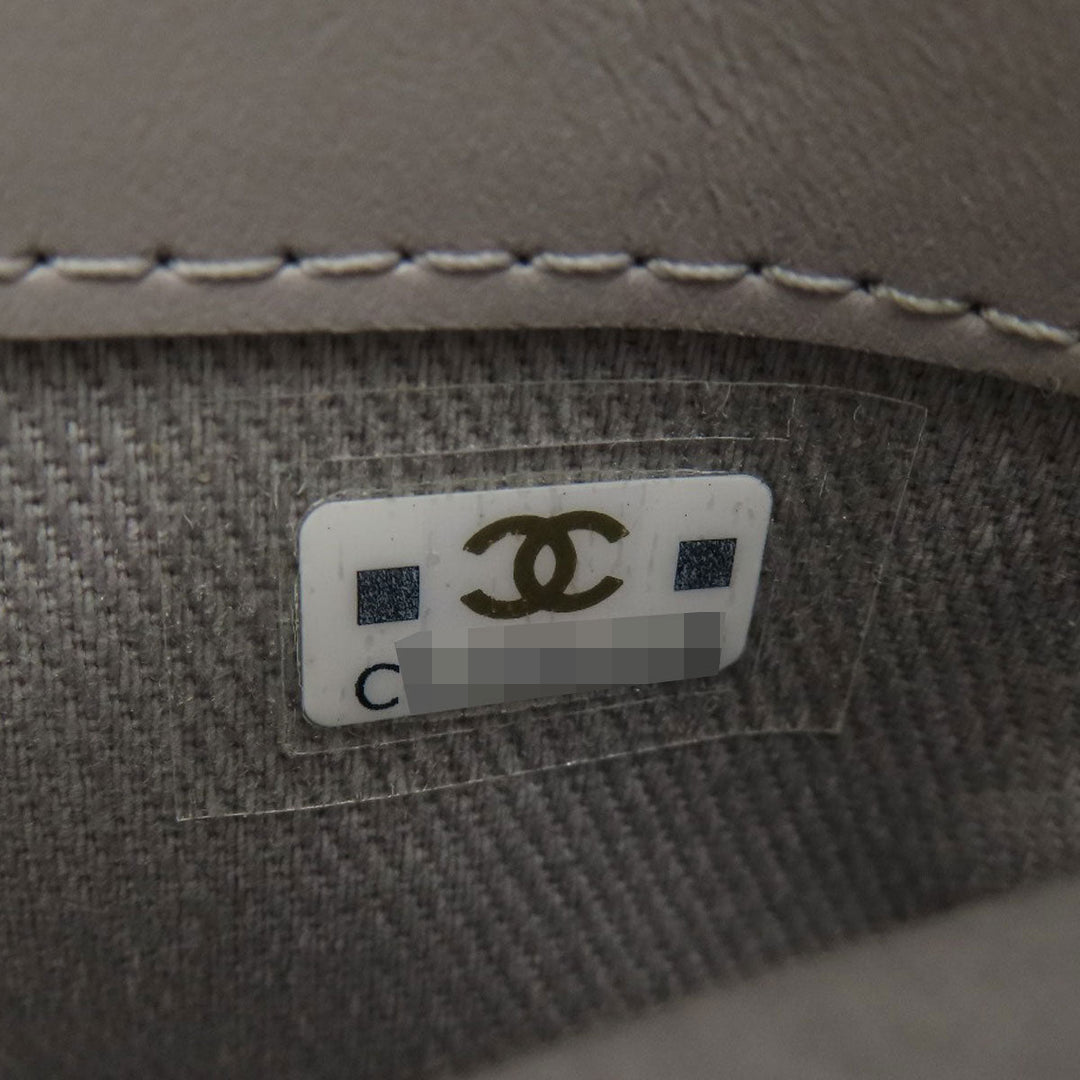 CHANEL Shoulder Bag Grained Calfskin Skin gray Matelasse Gold Metal