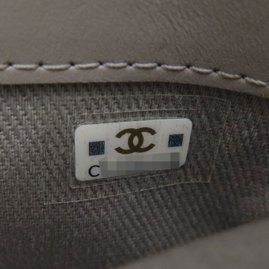 CHANEL Shoulder Bag Grained Calfskin Skin gray Matelasse Gold Metal