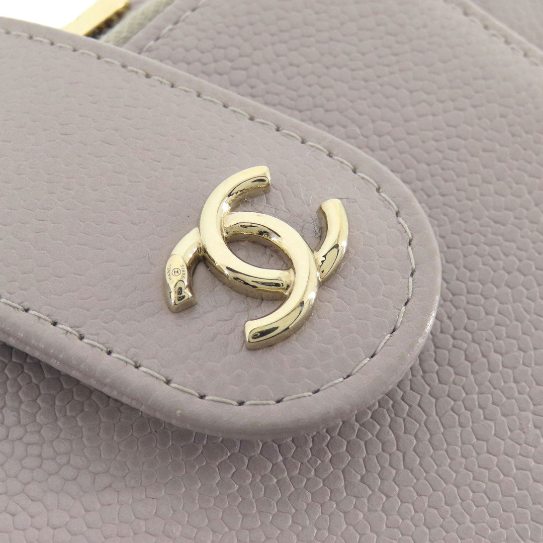 CHANEL Shoulder Bag Grained Calfskin Skin gray Matelasse Gold Metal