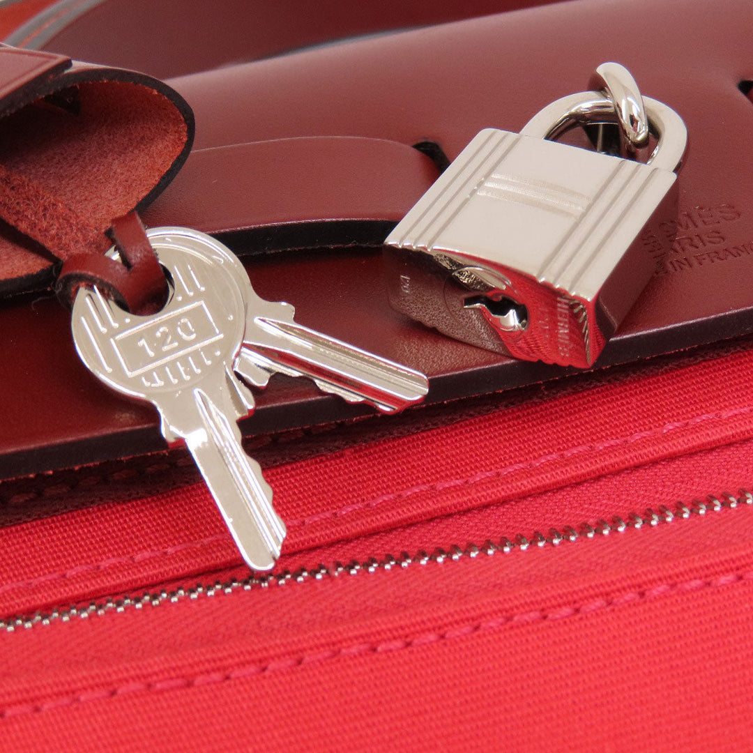 HERMES Handbag Towar Officche Red Herbag Zip PM Red SilverMetal Women Used Authentic