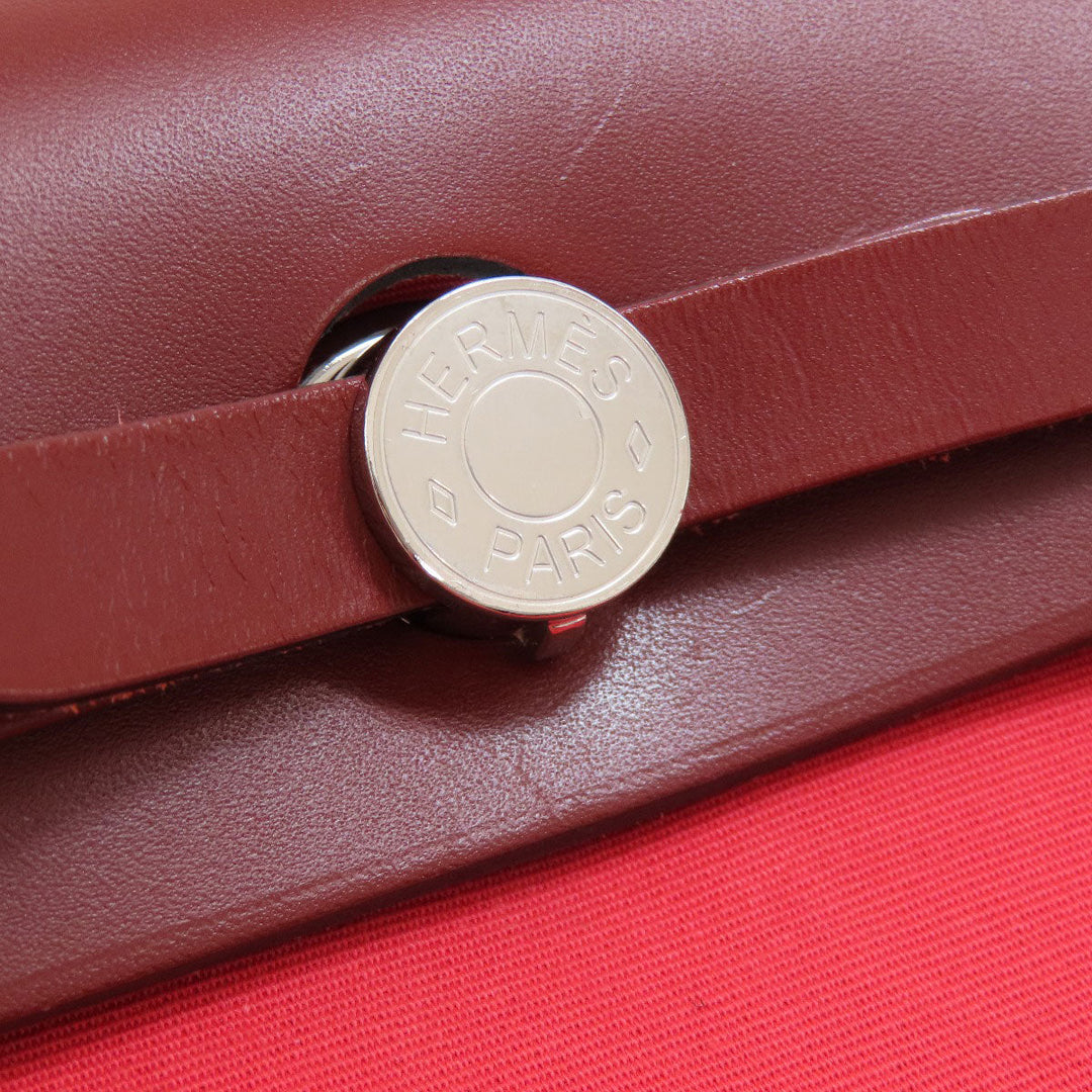 HERMES Handbag Towar Officche Red Herbag Zip PM Red SilverMetal Women Used Authentic