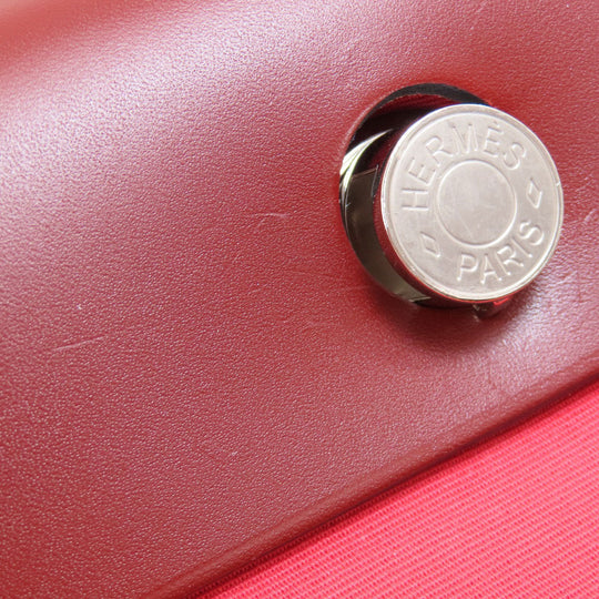 HERMES Handbag Towar Officche Red Herbag Zip PM Red SilverMetal Women Used Authentic