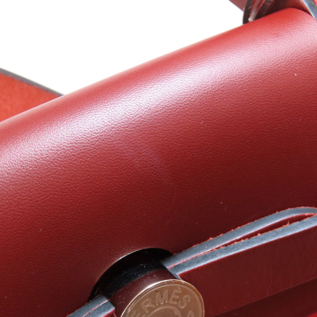 HERMES Handbag Towar Officche Red Herbag Zip PM Red SilverMetal Women Used Authentic