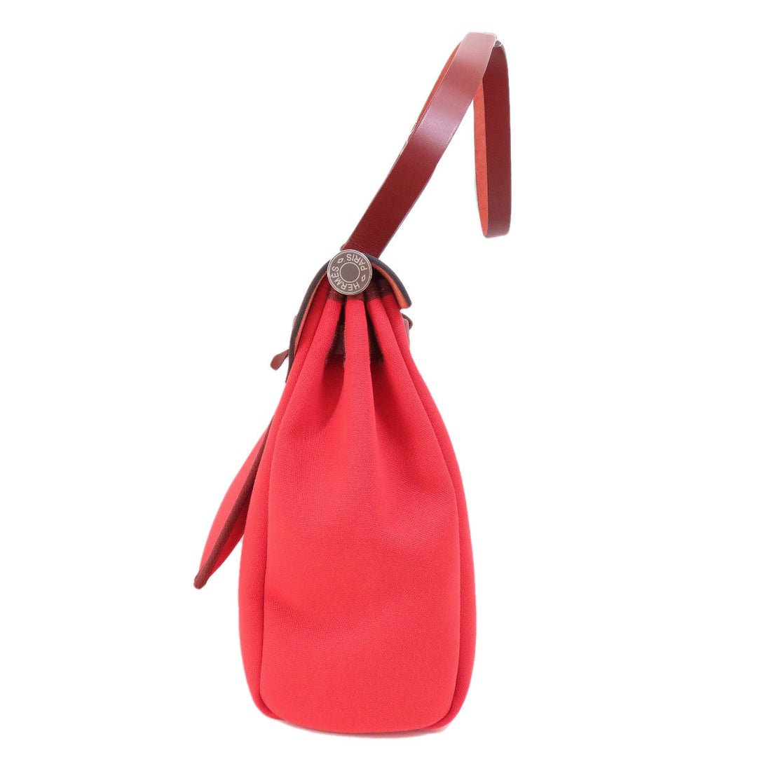 HERMES Handbag Towar Officche Red Herbag Zip PM Red SilverMetal Women Used Authentic