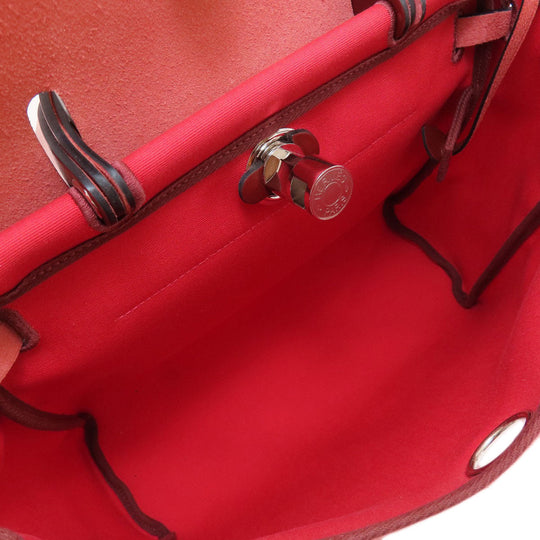HERMES Handbag Towar Officche Red Herbag Zip PM Red SilverMetal Women Used Authentic