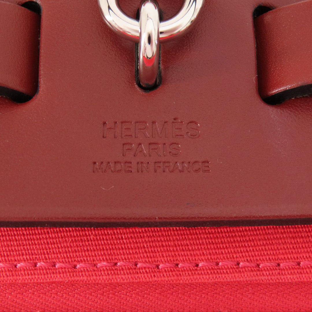 HERMES Handbag Towar Officche Red Herbag Zip PM Red SilverMetal Women Used Authentic