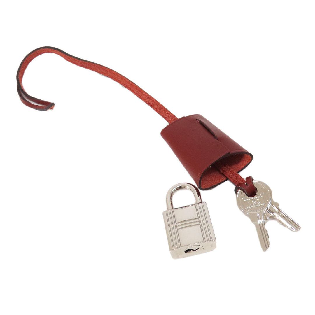 HERMES Handbag Towar Officche Red Herbag Zip PM Red SilverMetal Women Used Authentic