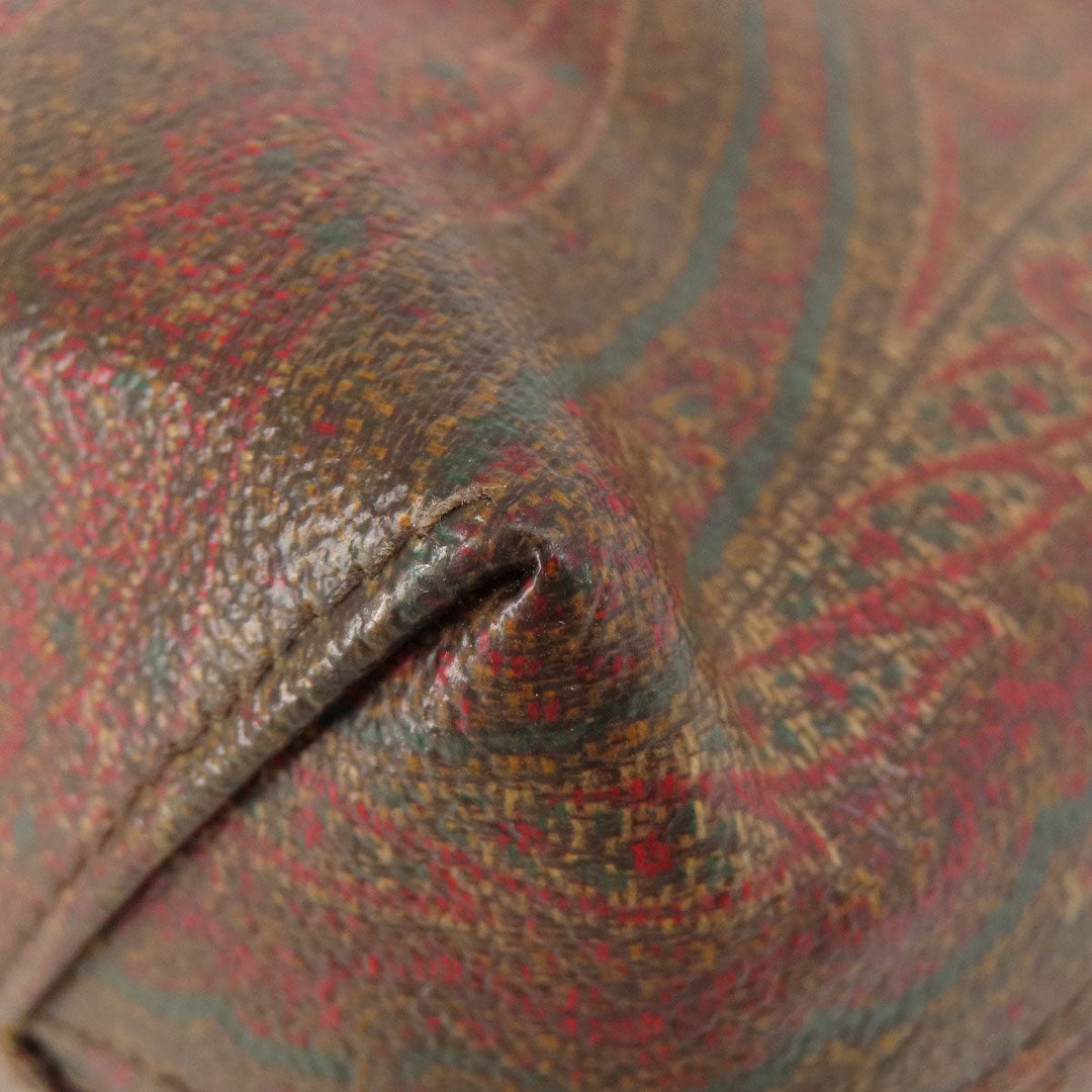 ETRO Handbag PVC Brown Paisley Pattern Women Used Authentic