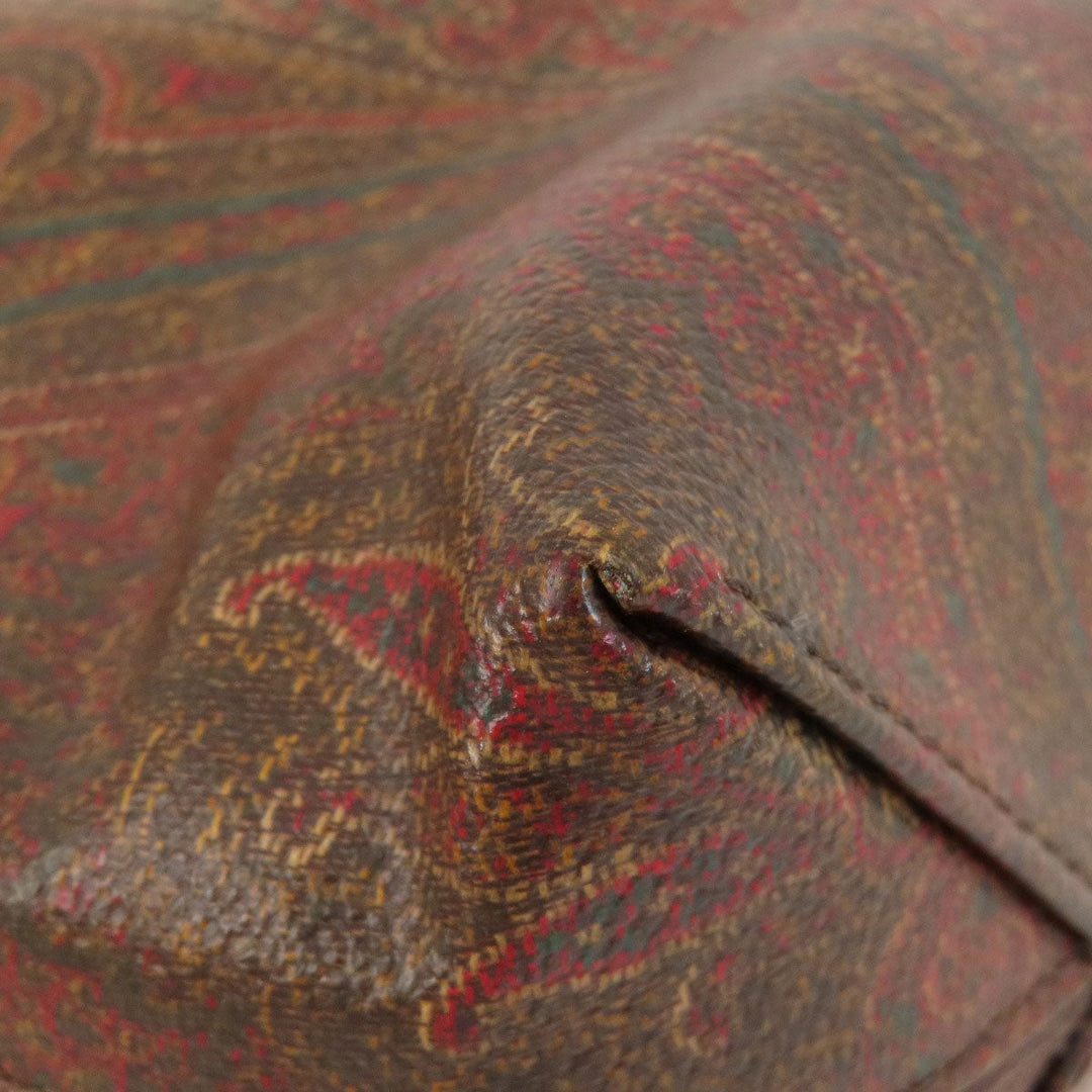 ETRO Handbag PVC Brown Paisley Pattern Women Used Authentic