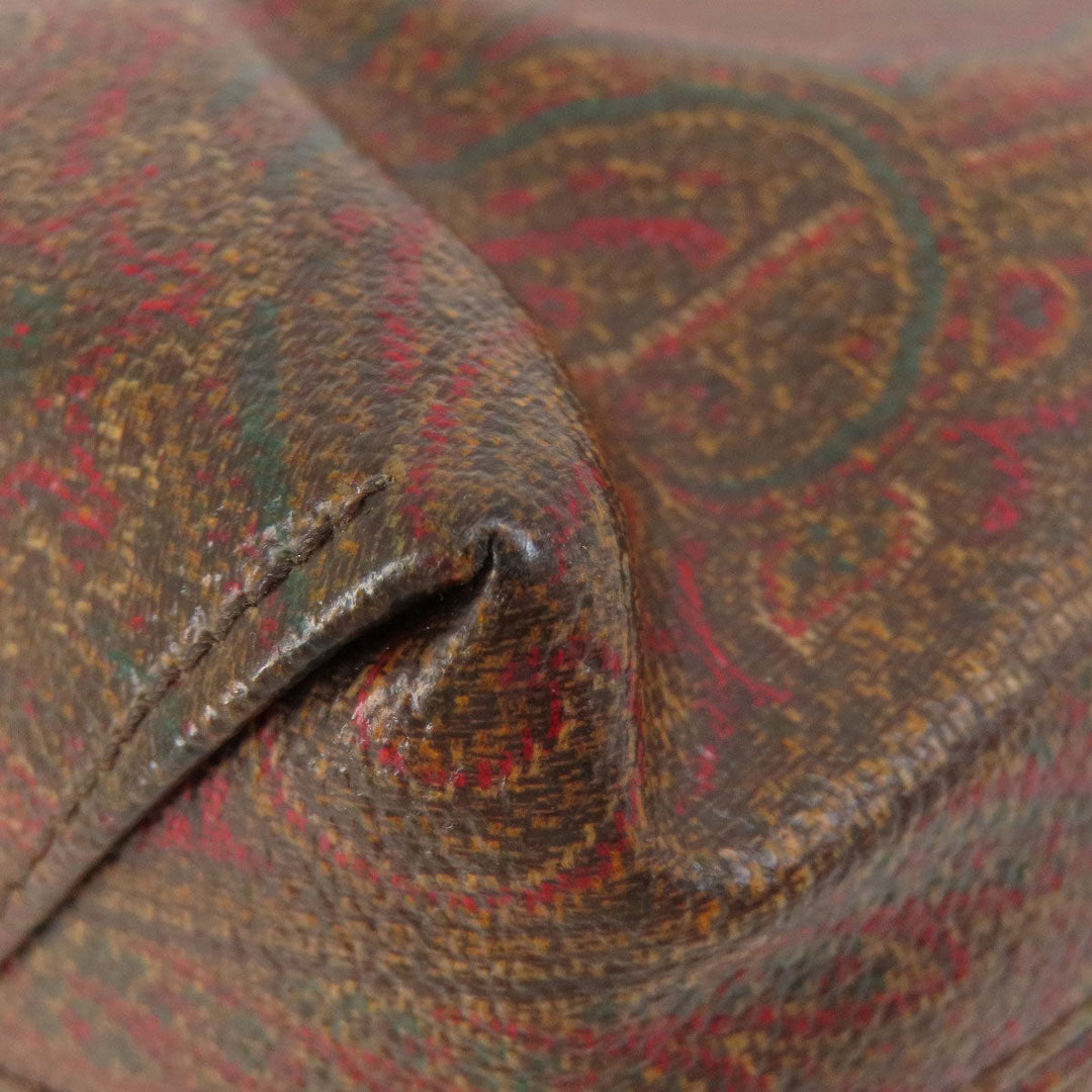 ETRO Handbag PVC Brown Paisley Pattern Women Used Authentic