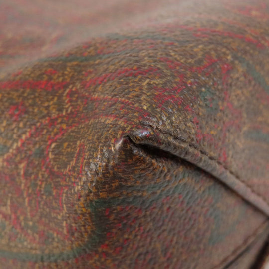 ETRO Handbag PVC Brown Paisley Pattern Women Used Authentic