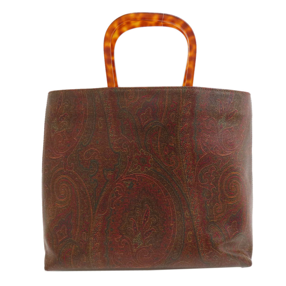 ETRO Handbag PVC Brown Paisley Pattern Women Used Authentic