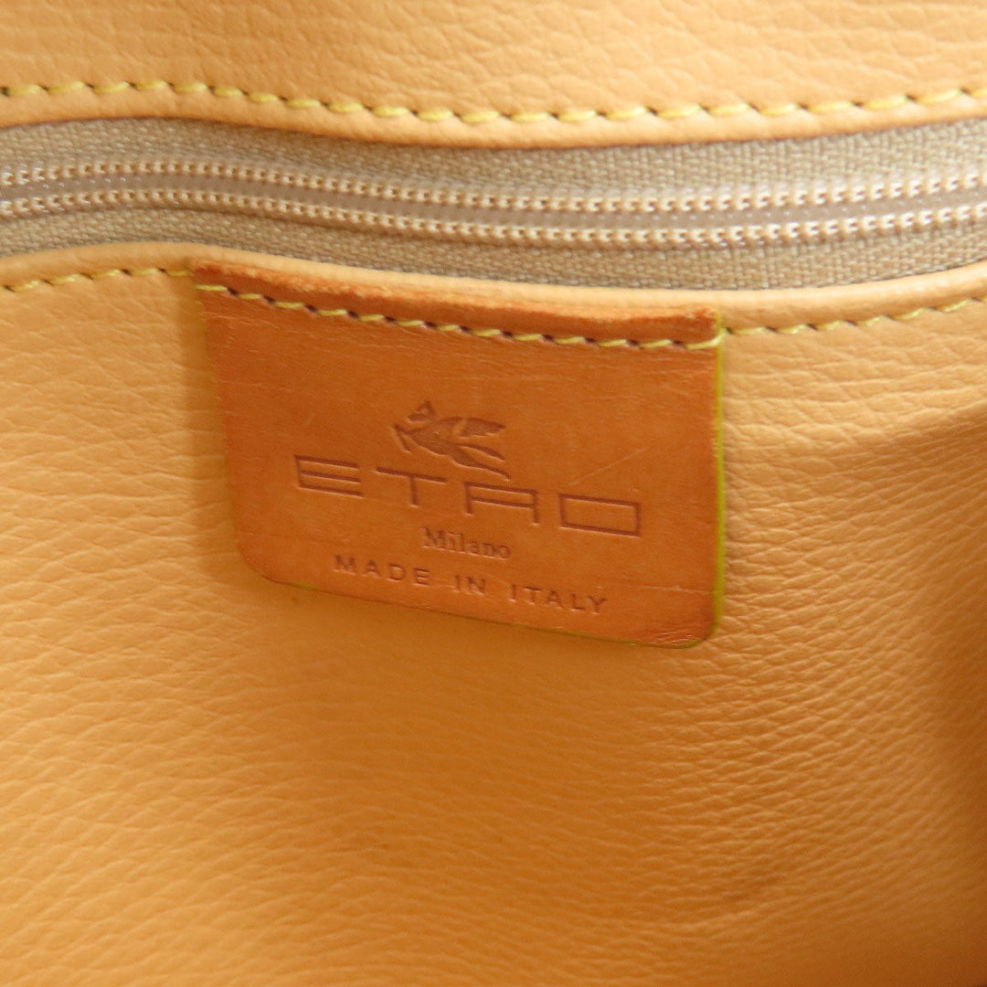 ETRO Handbag PVC Brown Paisley Pattern Women Used Authentic