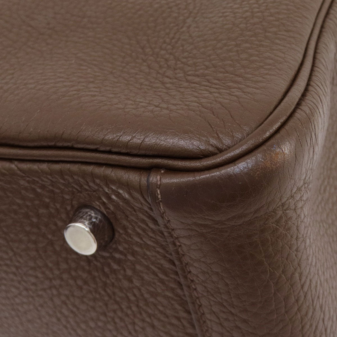 HERMES Handbag Taurillon Clemence Brown