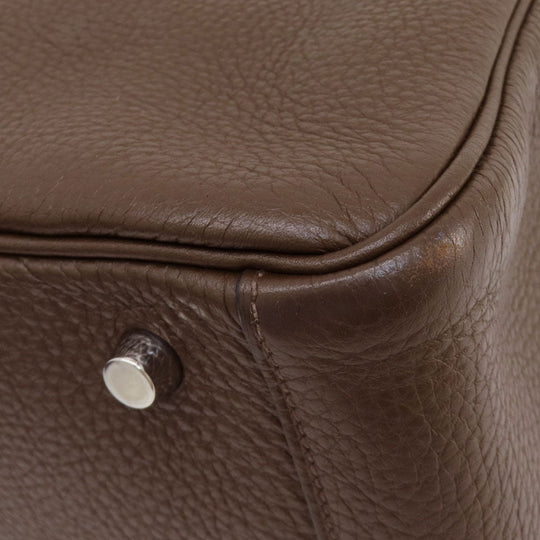 HERMES Handbag Taurillon Clemence Brown