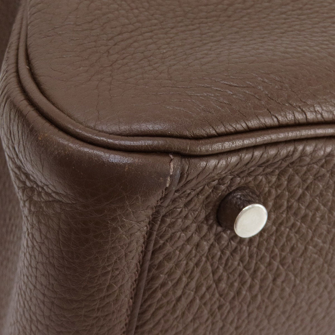 HERMES Handbag Taurillon Clemence Brown