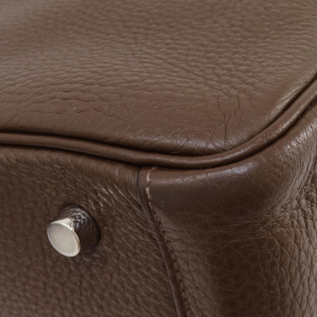 HERMES Handbag Taurillon Clemence Brown
