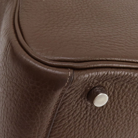 HERMES Handbag Taurillon Clemence Brown
