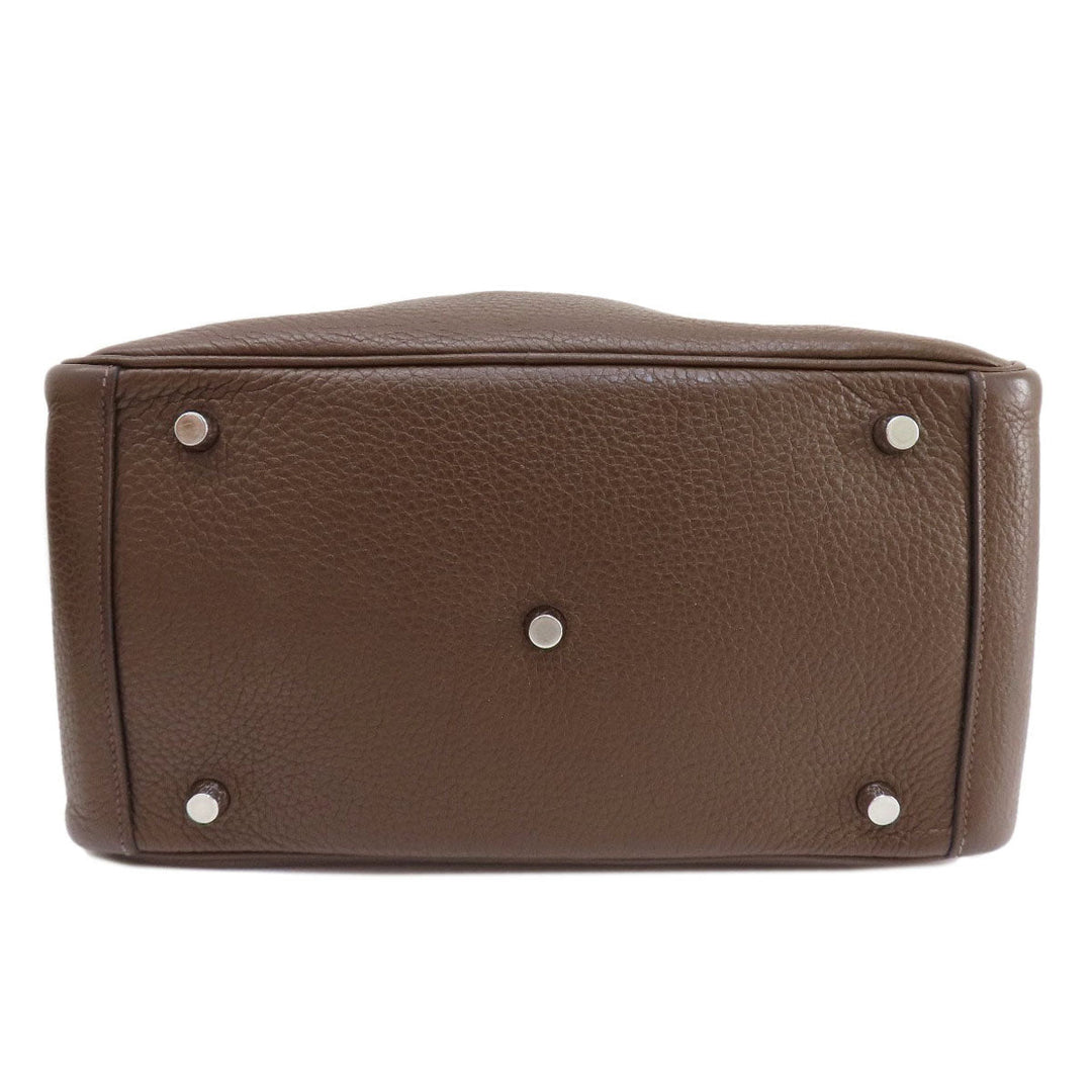 HERMES Handbag Taurillon Clemence Brown