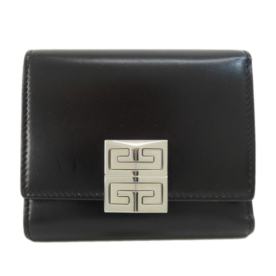 Givenchy Bifold Wallet leather black logo Women Used Authentic
