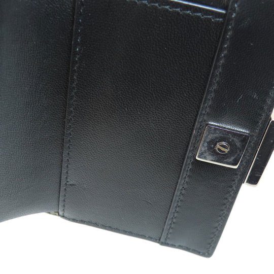 Givenchy Bifold Wallet leather black logo Women Used Authentic