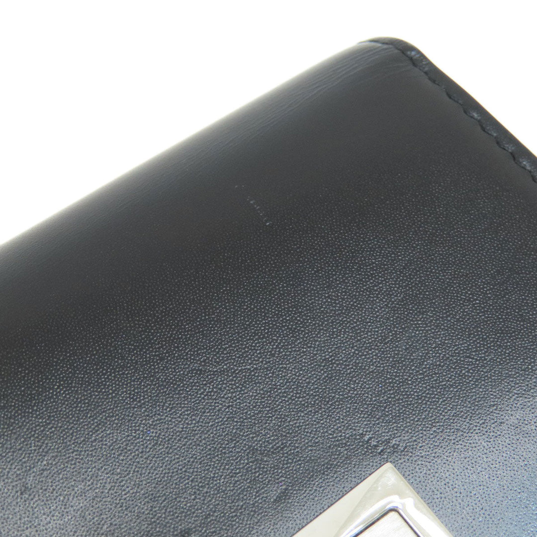 Givenchy Bifold Wallet leather black logo Women Used Authentic