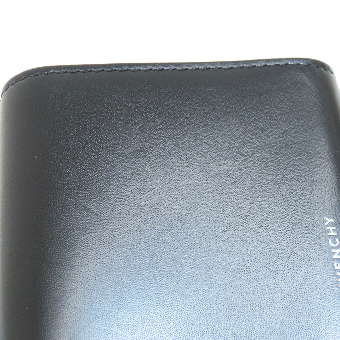 Givenchy Bifold Wallet leather black logo Women Used Authentic