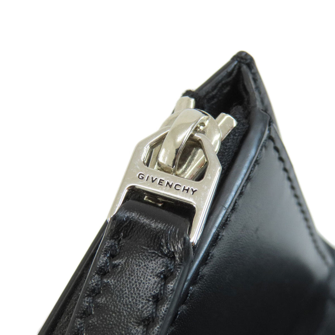 Givenchy Bifold Wallet leather black logo Women Used Authentic