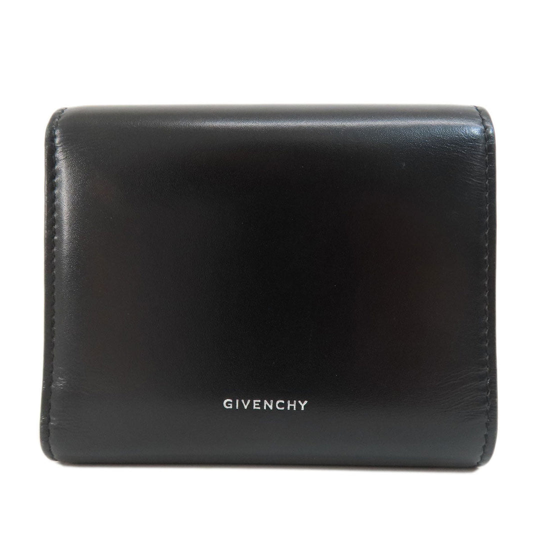 Givenchy Bifold Wallet leather black logo Women Used Authentic