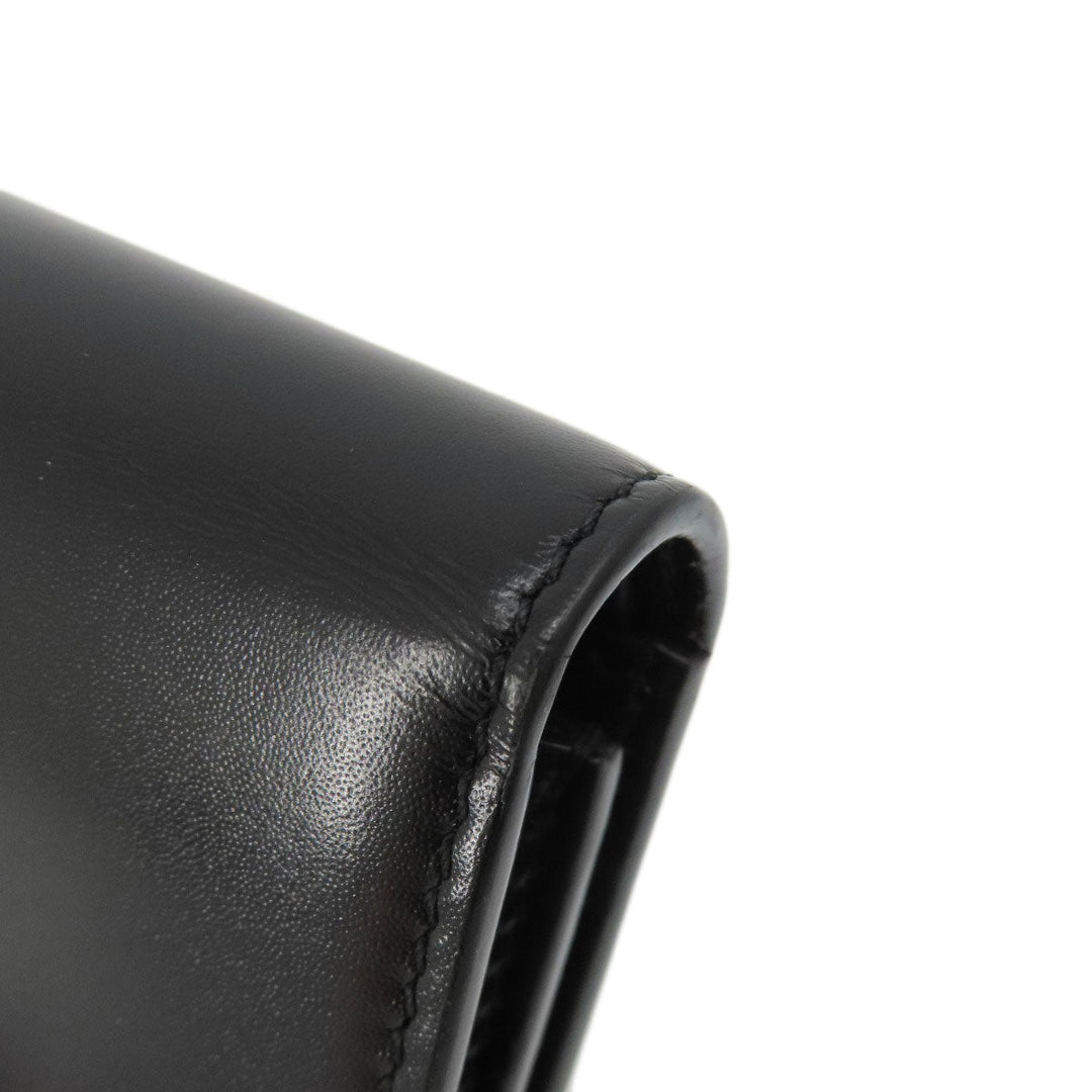 Givenchy Bifold Wallet leather black logo Women Used Authentic