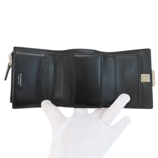 Givenchy Bifold Wallet leather black logo Women Used Authentic