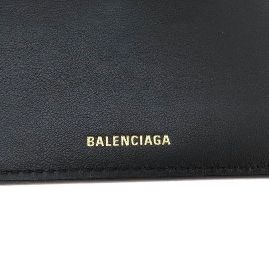 BALENCIAGA Bifold Wallet 717790 leather black BB Monogram Mini Wallet mens(Unisex) Used Authentic