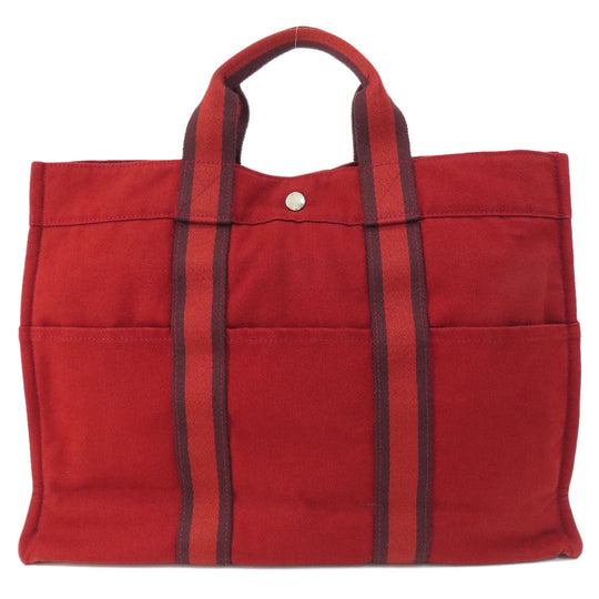HERMES Handbag canvas Red SackFool ToeMM Women Used Authentic