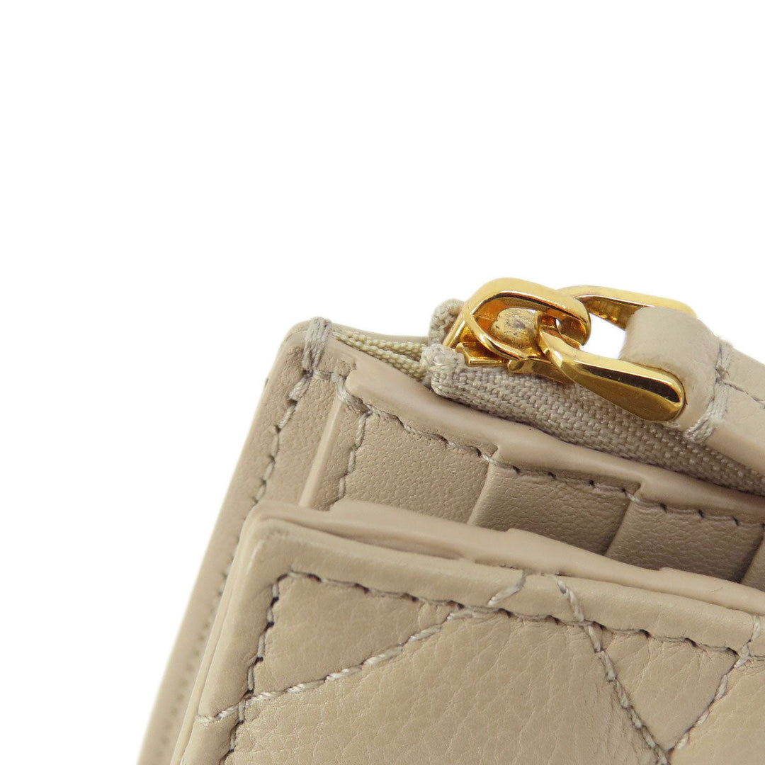 Christian Dior Bifold Wallet leather beige Dior Caro Dahlia wallet