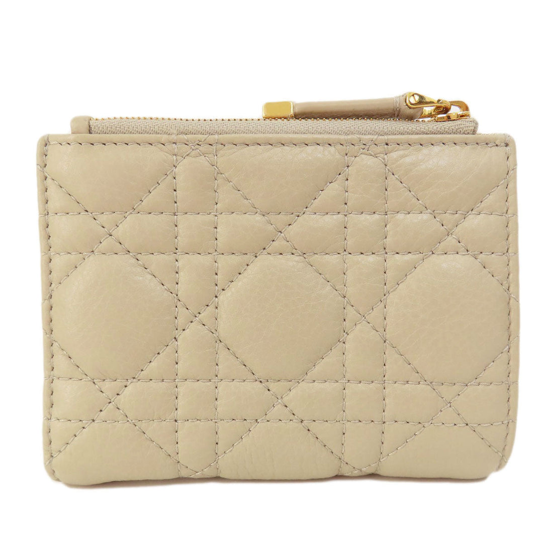 Christian Dior Bifold Wallet leather beige Dior Caro Dahlia wallet