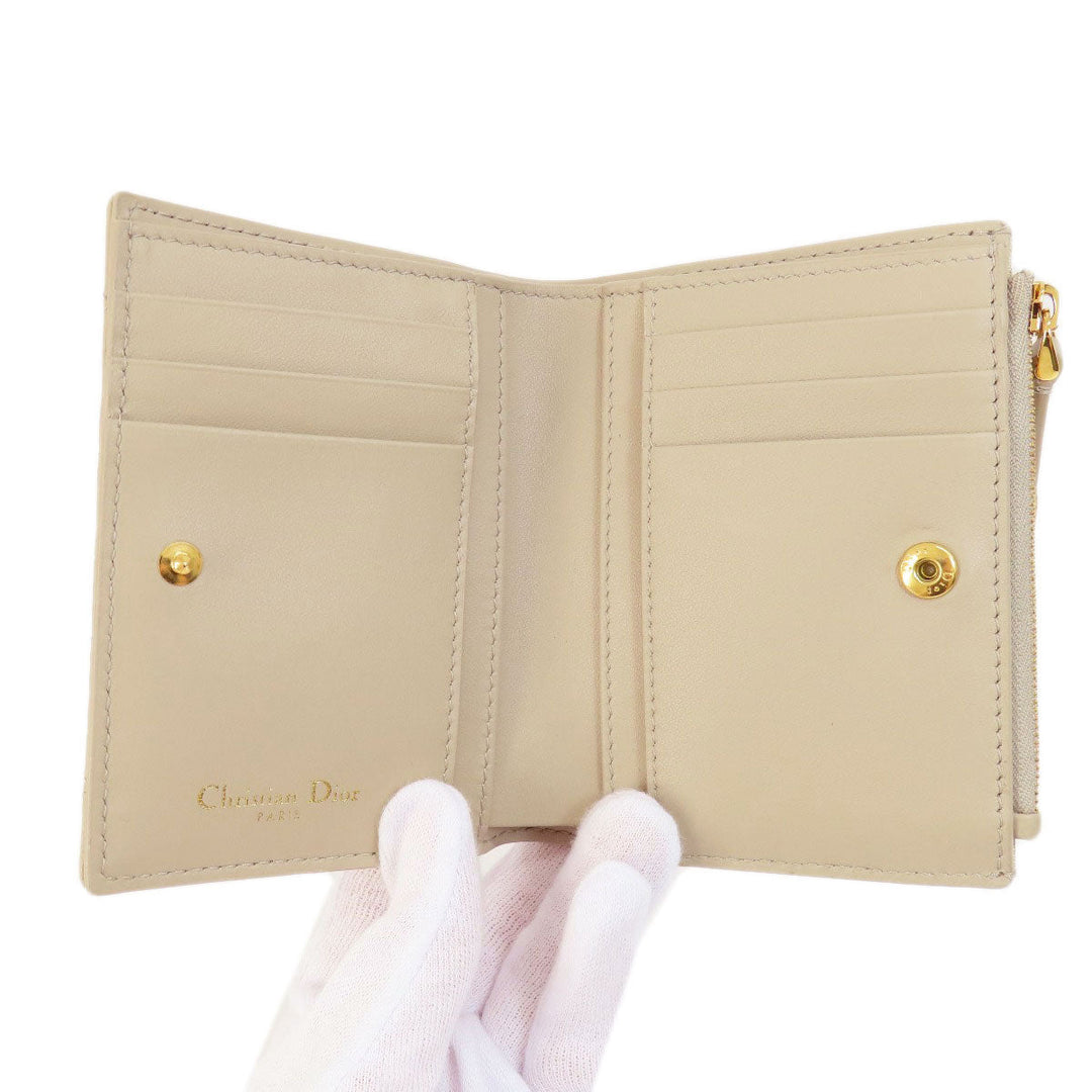 Christian Dior Bifold Wallet leather beige Dior Caro Dahlia wallet