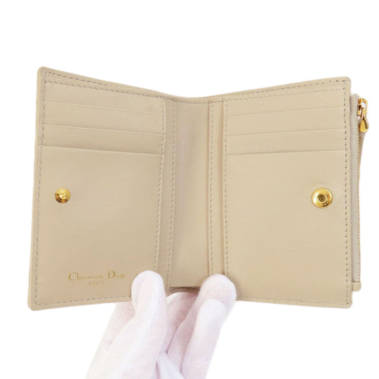 Christian Dior Bifold Wallet leather beige Dior Caro Dahlia wallet