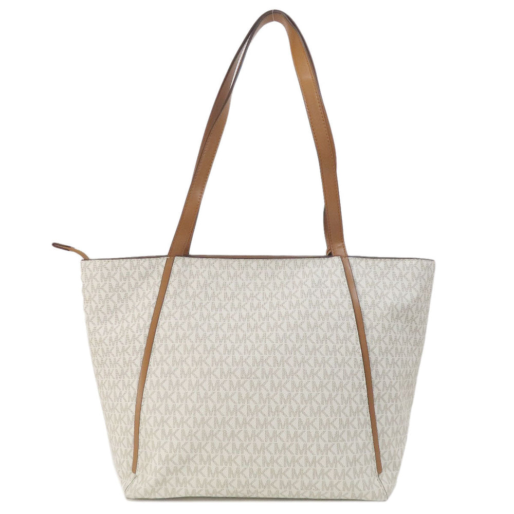 MICHAEL KORS Tote Bag PVC white MK signature Women Used Authentic