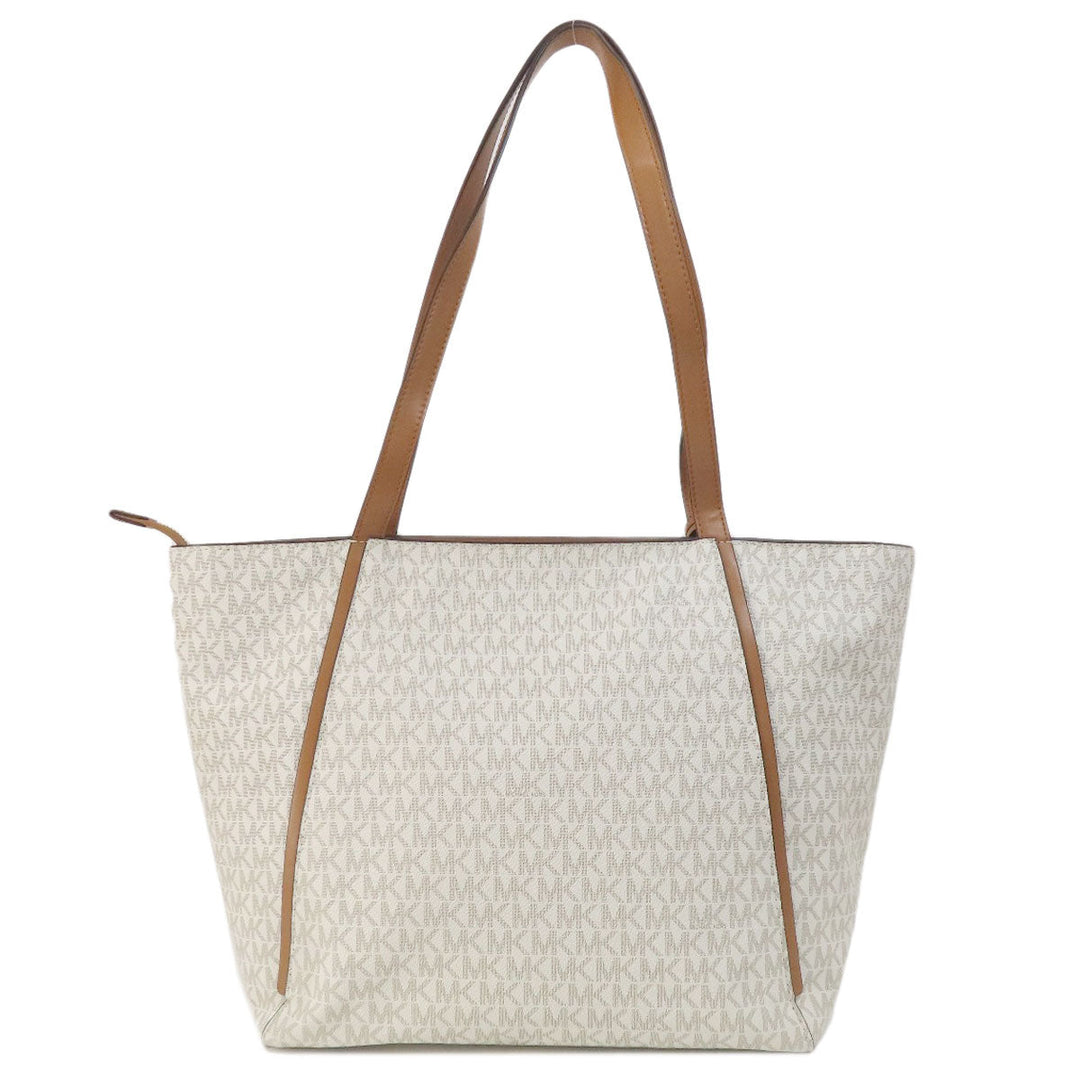 MICHAEL KORS Tote Bag PVC white MK signature Women Used Authentic