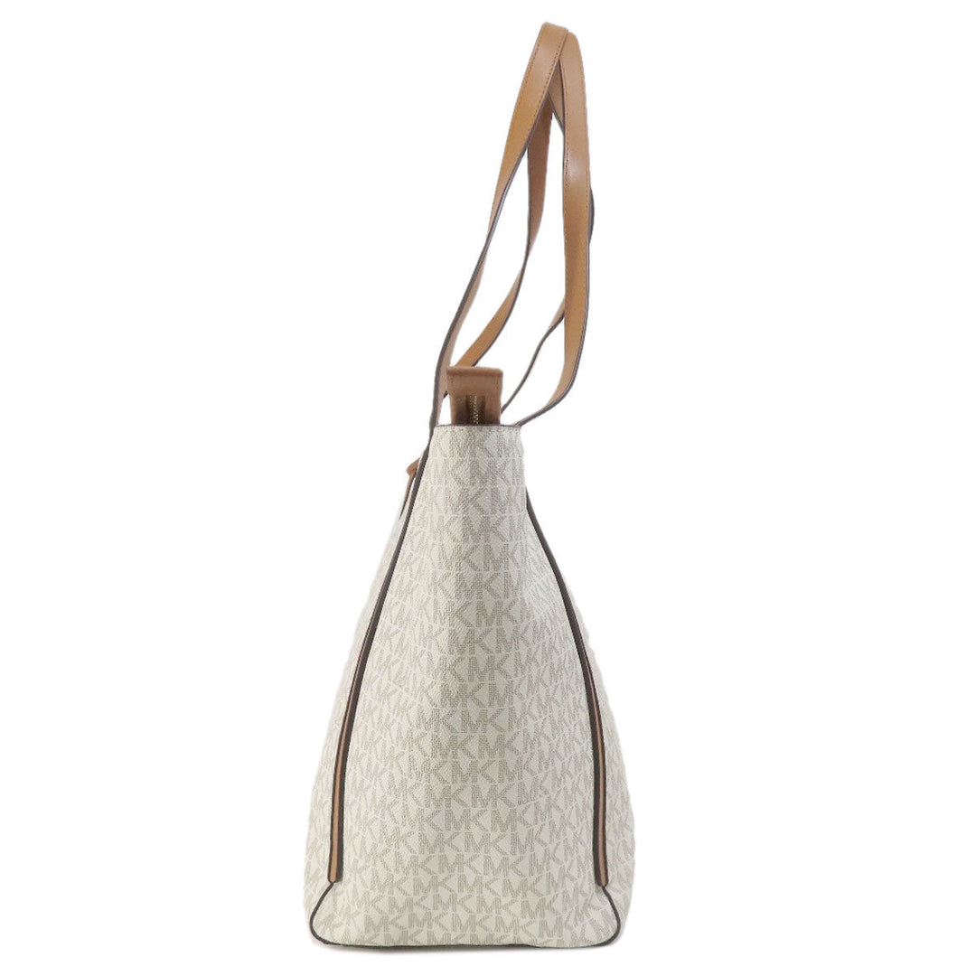 MICHAEL KORS Tote Bag PVC white MK signature Women Used Authentic