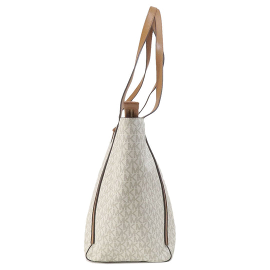 MICHAEL KORS Tote Bag PVC white MK signature Women Used Authentic