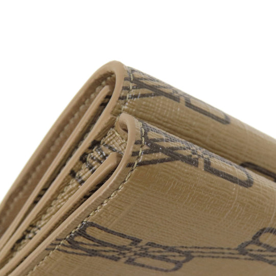 BALENCIAGA Bifold Wallet 594312 leather Brown Tri-fold Wallet BB pattern mens(Unisex) Used Authentic
