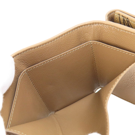 BALENCIAGA Bifold Wallet 594312 leather Brown Tri-fold Wallet BB pattern mens(Unisex) Used Authentic