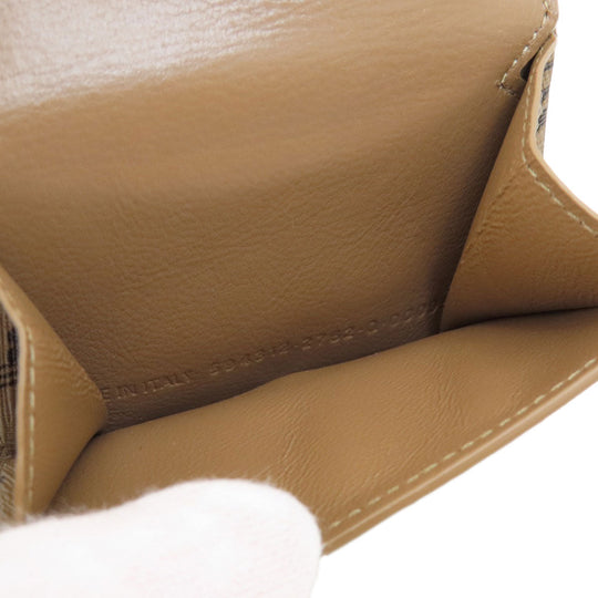 BALENCIAGA Bifold Wallet 594312 leather Brown Tri-fold Wallet BB pattern mens(Unisex) Used Authentic